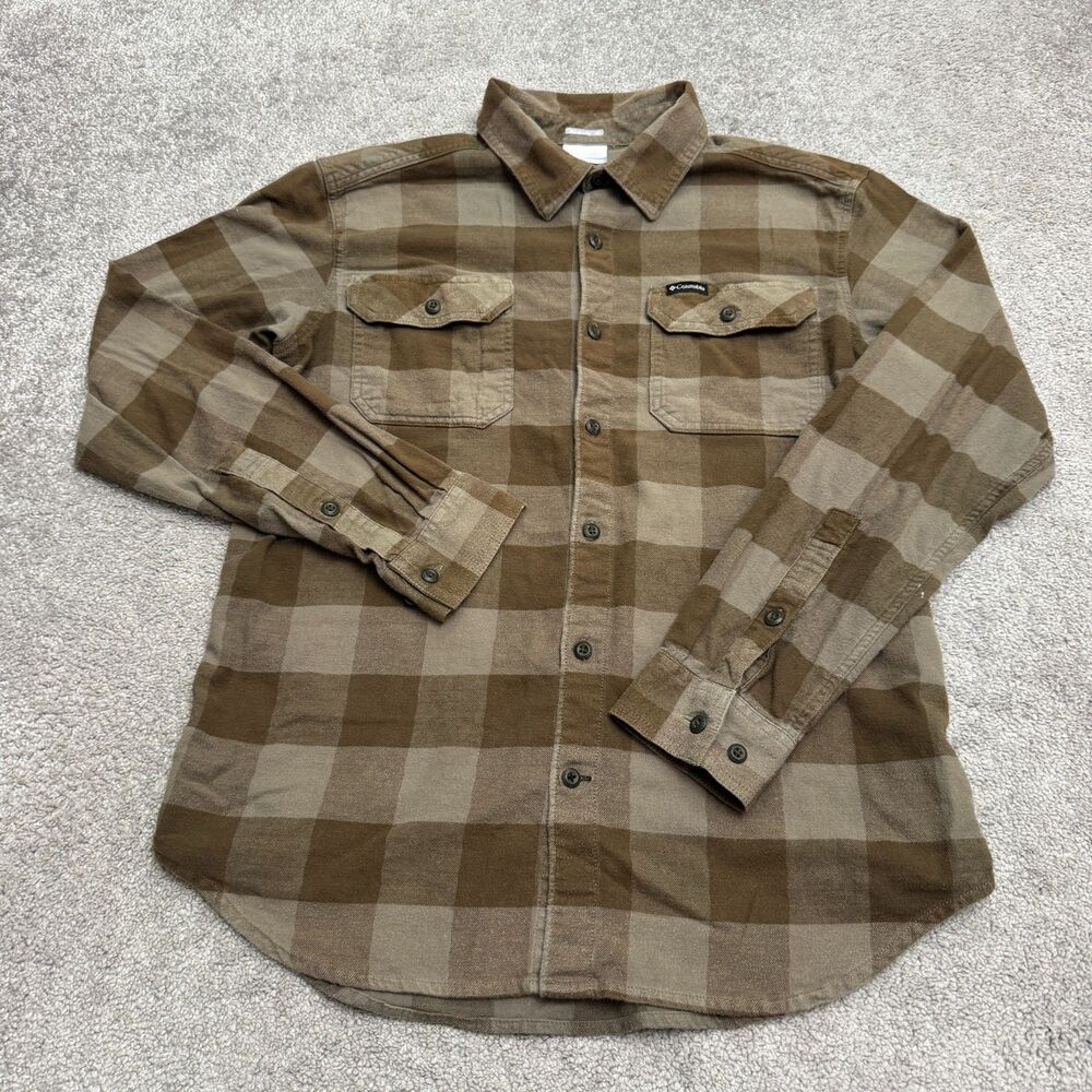 Columbia Omni-Wick Buffalo Plaid Flannel Shirt Mens Medium Brown Button Up Top